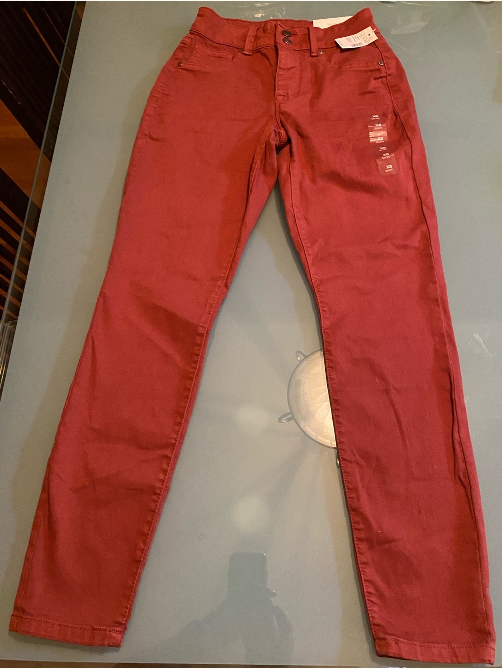 Maurice skinny stretch Women’s Skinny High-Rise Jeans in Brick Red XS Short